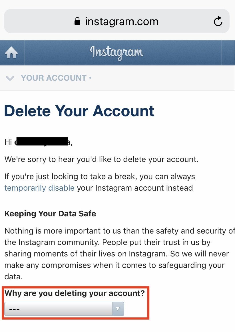 Delete Instagram Account on iPhone