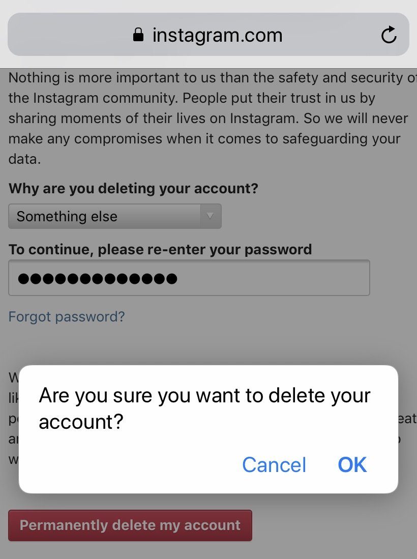 Delete Instagram Account on iPhone