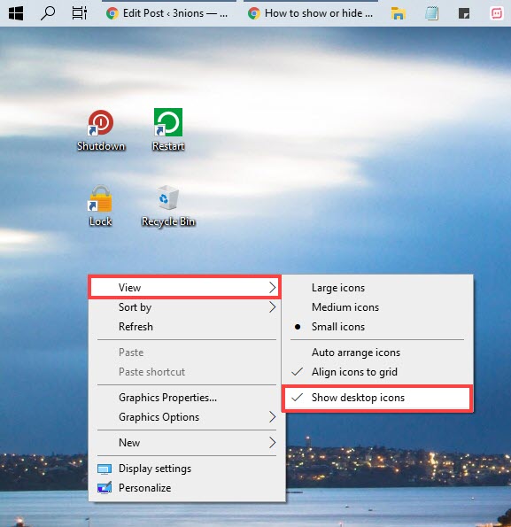 Hide All Desktop Icons on Windows 10