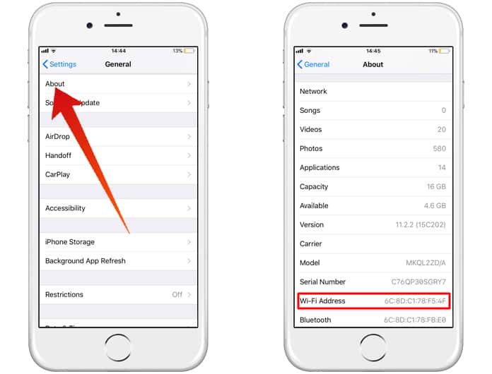 How to find MAC Address on iPhone