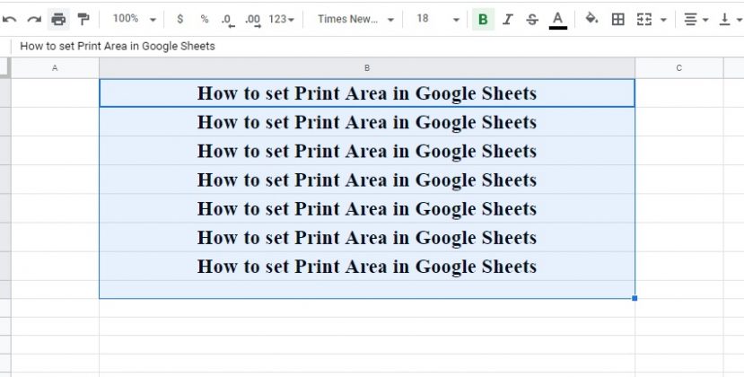 print selection in google sheets