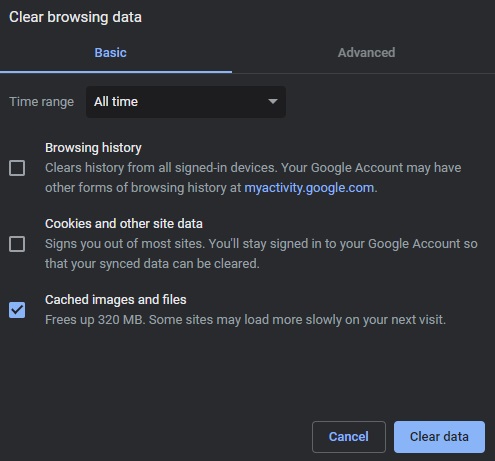 Clear your Google Chrome cache