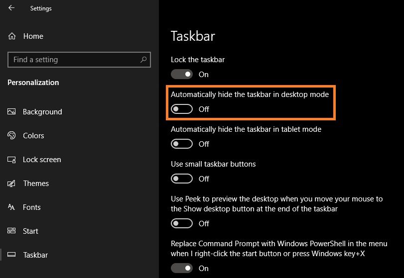 Fix Windows 10 Taskbar not Hiding in Fullscreen