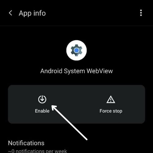 Fix Android System Webview Disabled